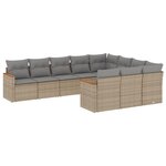 vidaXL Salon de jardin et coussins 10 Pièces mélange beige résine tressée