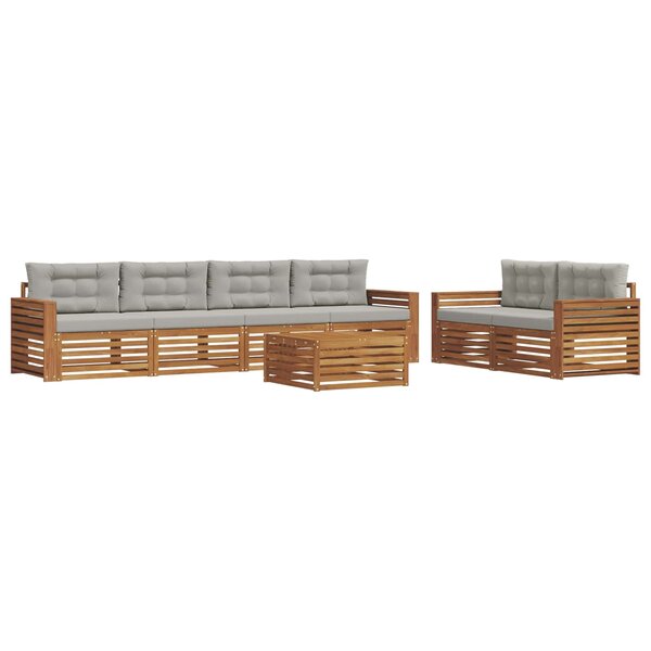 vidaXL Ensemble de canapés d'extérieur 7 Pièces Gris Naturel et Clair