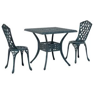 vidaXL Ensemble de tables de jardin 3 Pièces Vert Aluminium coulé