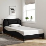 vidaXL Cadre de lit avec LED sans matelas Hvar noir 100x200 cm tissu