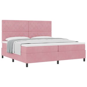 vidaXL Lit à ressorts avec matelas Rose 200 x 200 cm tissu