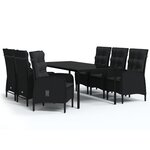 vidaXL Ensemble à manger de jardin avec coussins 7 Pièces Noir