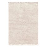 Tapis en laine rose clair et blanc avec finition pompons - 120 x 170 cm