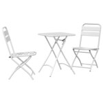 vidaXL Ensemble de Bistro Pliable 3 Pièces en Acier Blanc de