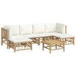 vidaXL Salon de jardin 7 Pièces avec coussins blanc crème bambou
