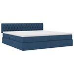 vidaXL Lit avec rangement et LED avec matelas Bleu 200 x 200 cm tissu
