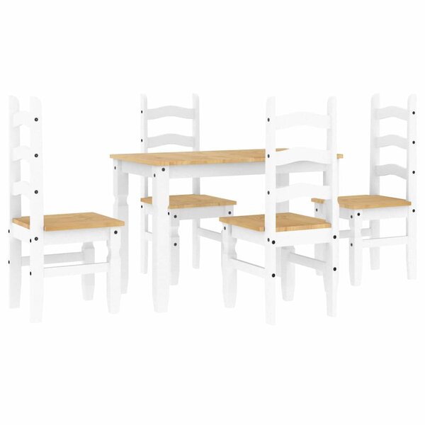 vidaXL Ensemble à manger Panama 5 Pièces blanc bois de pin massif