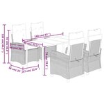 vidaXL Ensemble à manger de jardin et coussins 5 Pièces gris clair rotin