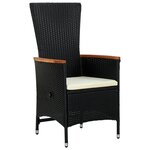 vidaXL Chaises d'extérieur lot de 2 avec coussins Résine tressée Noir