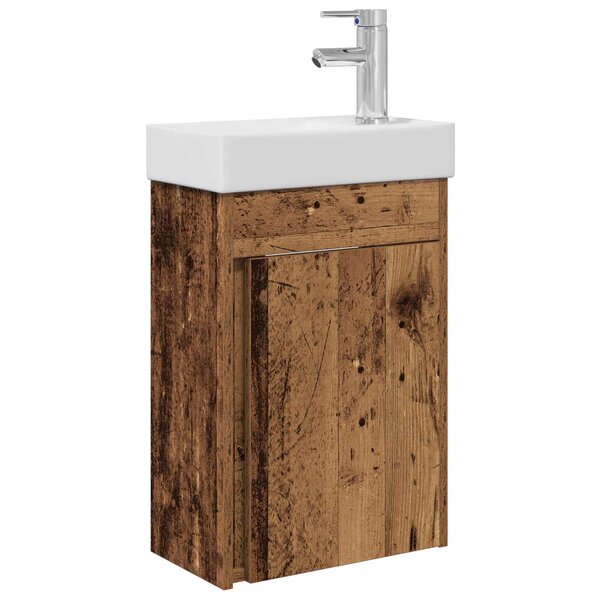 vidaXL Meuble de salle de bain avec robinet Bois ancien