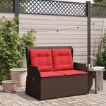 vidaXL Banc inclinable de jardin avec coussins marron résine tressée