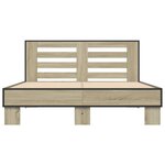 vidaXL Cadre de lit chêne sonoma 140x190 cm bois d'ingénierie et métal