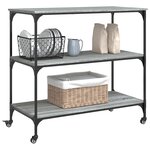 vidaXL Chariot de cuisine sonoma gris 102x50x95 cm bois d'ingénierie