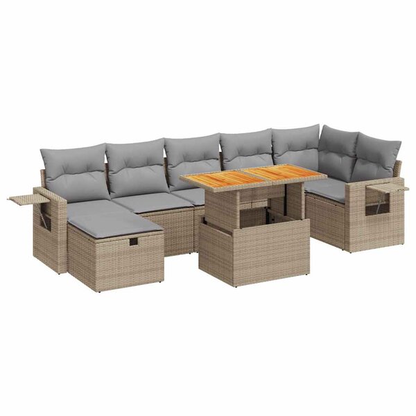 vidaXL Salon de jardin avec coussins 5 Pièces beige résine tressée acacia