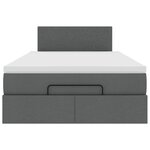 vidaXL Lit ottoman avec matelas et LED gris foncé 120x190 cm tissu