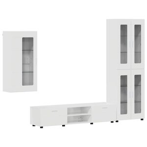 vidaXL Ensemble meuble TV FLORIN Blanc brillant Bois d'ingénierie