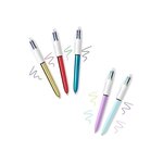 BIC My 4 Colours Box - Stylos-Billes Rétractables a Pointe Moyenne (1,0 mm), Boîte de 5