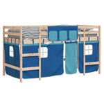 vidaXL Lit mezzanine enfants avec rideaux sans matelas bleu 80x200cm