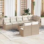 vidaXL Ensemble de canapé de jardin avec coussin 9 Pièces Beige  Crème