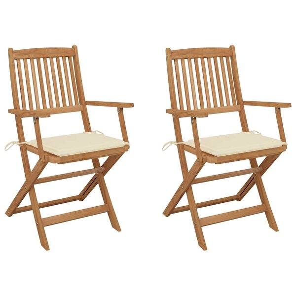 vidaXL Chaises pliables de jardin lot de 2 avec coussins Bois d'acacia