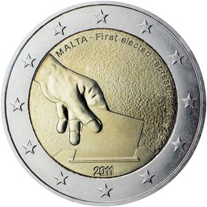 Pièce de monnaie 2 euro commémorative Malte 2011 – Election des premiers représentants maltais en 1849