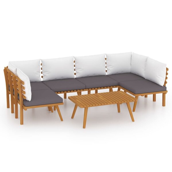 vidaXL Salon de jardin 7 Pièces avec coussins Bois d'acacia solide