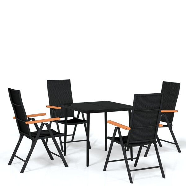 vidaXL Ensemble de salle à manger de jardin 5 Pièces Noir