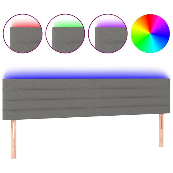 vidaXL Tête de lit à LED Gris foncé 160x5x78/88 cm Tissu