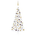 vidaXL Demi-arbre de Noël artificiel pré-éclairé et boules blanc 210cm
