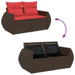 vidaXL Salon de jardin avec coussins 7Pièces marron résine tressée acacia