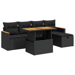 vidaXL Salon de jardin 6 Pièces avec coussins noir résine tressée