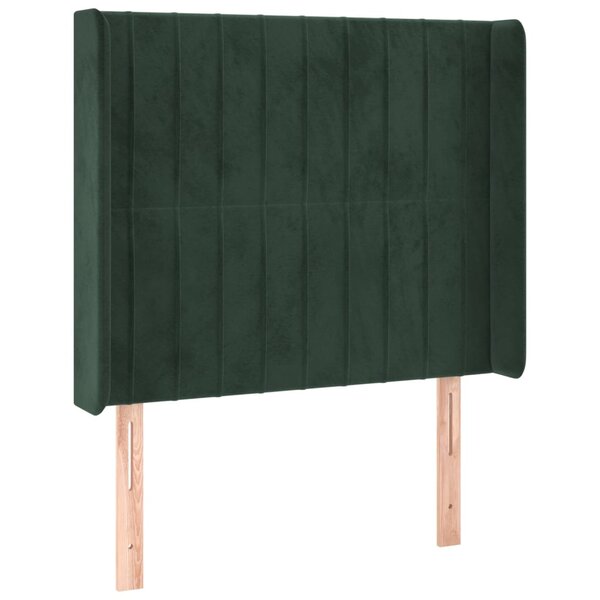 vidaXL Tête de lit avec oreilles Vert foncé 103x16x118/128 cm Velours