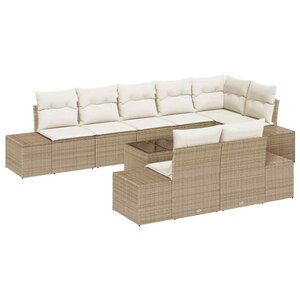 vidaXL Ensemble de canapé de jardin 9 Pièces beige et crème Poly rotin