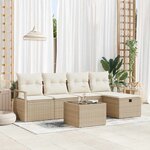 vidaXL Ensemble de canapé de jardin 6 Pièces Beige Poly rotin