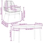 vidaXL Ensemble à manger jardin coussins 5Pièces marron poly rotin verre