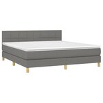 vidaXL Sommier à lattes de lit avec matelas Gris foncé 180x200cm Tissu