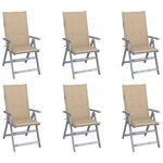 vidaXL Chaises inclinables de jardin lot de 6 et coussins Bois acacia