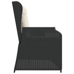 vidaXL Banc inclinable de jardin avec coussins noir résine tressée