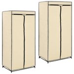 vidaXL 2 Pièces Garde-robes Crème 75x50x160 cm