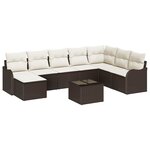 vidaXL Ensemble de canapé de jardin 9 Pièces Marron Poly rotin