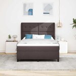 vidaXL Lit à ressorts avec matelas Marron foncé 160 x 200 cm tissu