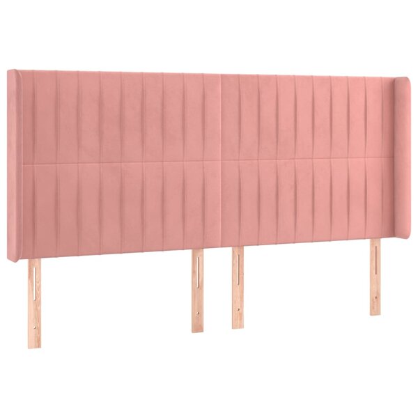 vidaXL Tête de lit avec oreilles Rose 203x16x118/128 cm Velours