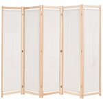 vidaXL Cloison de séparation 5 panneaux Crème 200 x 170 x 4 cm Tissu