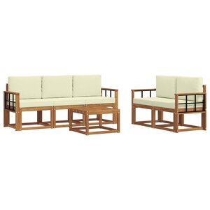 vidaXL Ensemble de canapés d'extérieur 6 pc Naturel et Crème