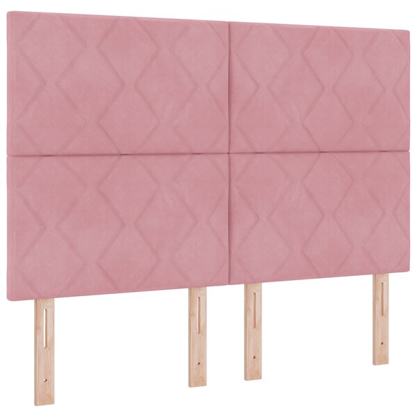 vidaXL Tête de lit en velours rose avec un design en blocs de diamant de 160 cm