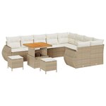 vidaXL Ensemble de Sofa de Jardin 12 Pièces avec Coussins Beige Rotin Poly Acacia