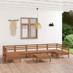 vidaXL Salon de jardin 8 Pièces Marron miel Bois de pin massif
