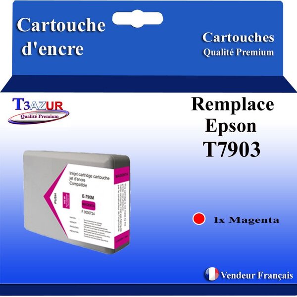 Cartouche Compatible pour Epson WF5110DW  WF5190DW remplace Epson T7903 / T7913 (79XL) Magenta - T3AZUR