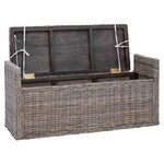 vidaXL Banc de rangement avec coussin Gris 110 x 40 x 50 cm Rotin