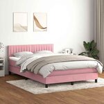 vidaXL Sommier à lattes de lit avec matelas et LED rose 140x220 cm velours